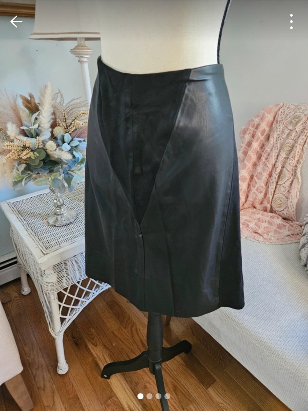 Classic Black Leather And SuadeA-Line Skirt.